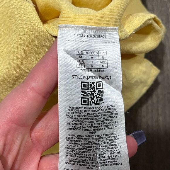 NWOT Guess Los Angeles Linen Blend Yellow Collared Utility Tie Waist Dress Sz M - Picture 7 of 9